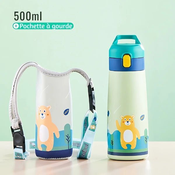 KiddyCool™ - Gourde Isotherme Animaux avec Paille 500ml - Blooming Babies
