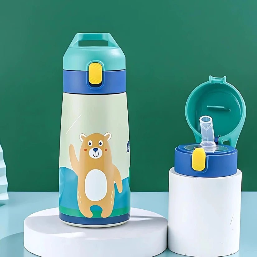 KiddyCool™ - Gourde Isotherme Animaux avec Paille 500ml - Blooming Babies