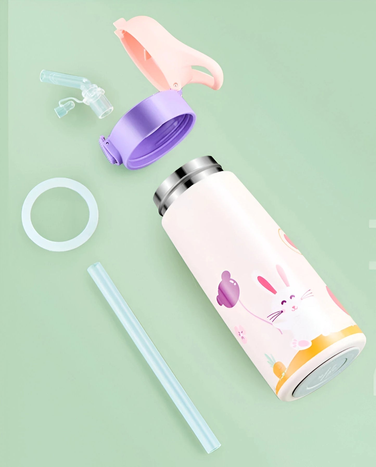 KiddyCool™ - Gourde Isotherme Animaux avec Paille 500ml - Blooming Babies