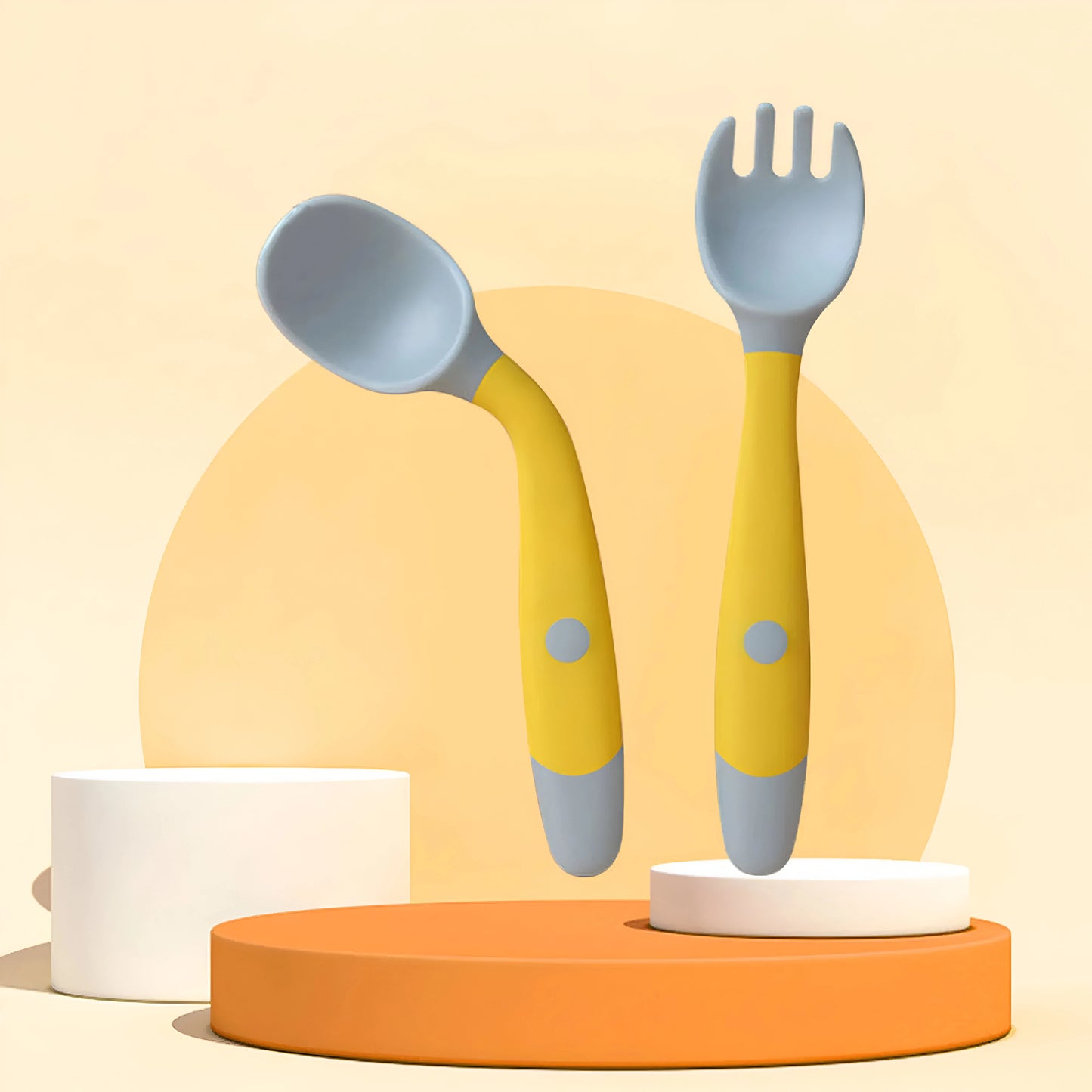 Ensemble Cuillère et Fourchette en Silicone Pliable 360° Blooming Babies