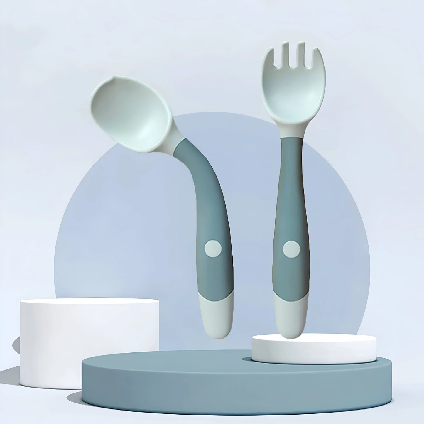 Ensemble Cuillère et Fourchette en Silicone Pliable 360° Blooming Babies
