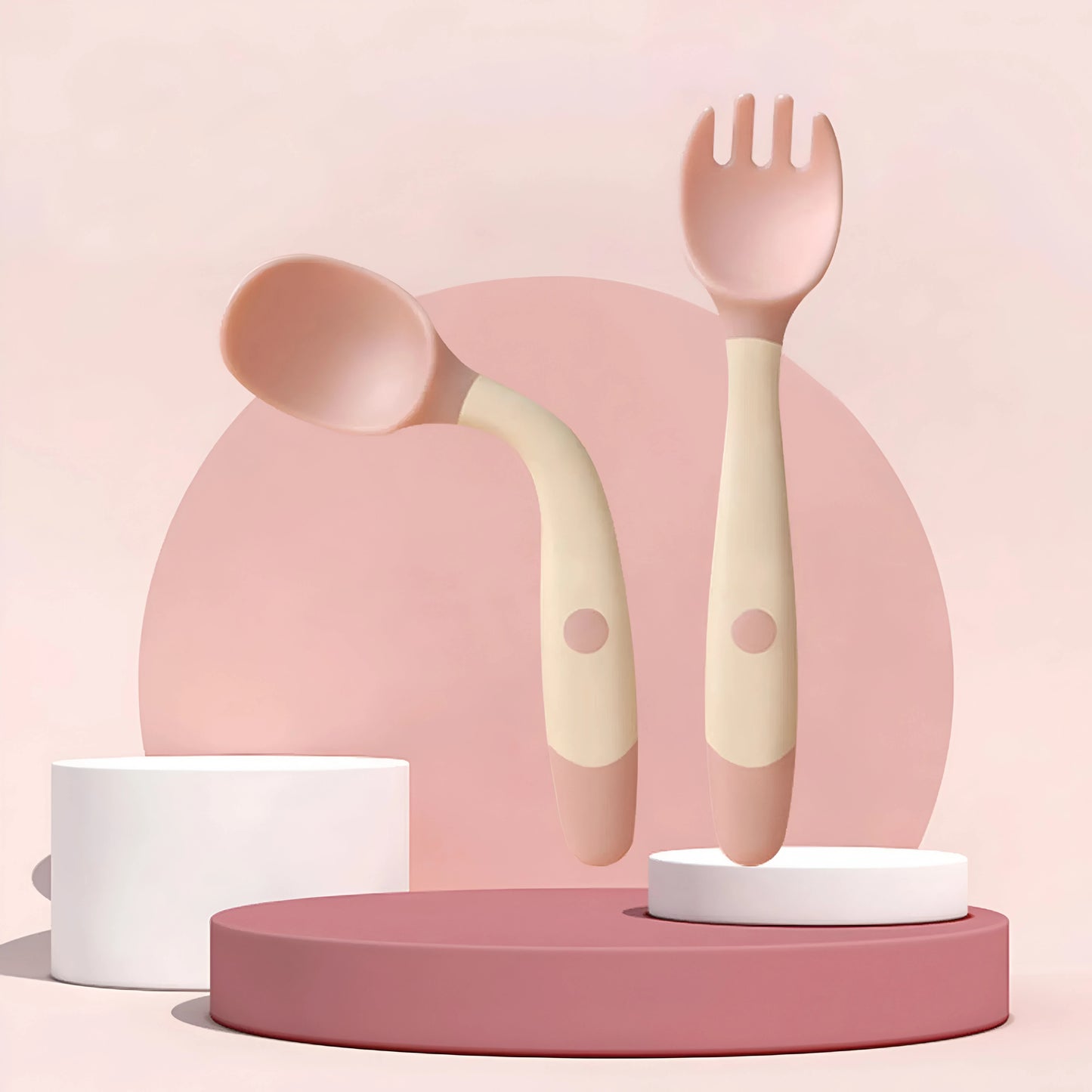 Ensemble Cuillère et Fourchette en Silicone Pliable 360° Blooming Babies