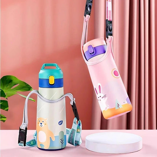 KiddyCool™ - Gourde Isotherme Animaux avec Paille 500ml - Blooming Babies