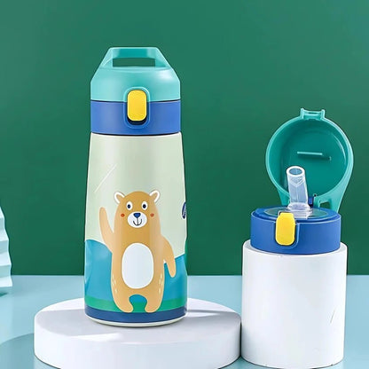 KiddyCool™ - Gourde Isotherme Animaux avec Paille 500ml - Blooming Babies