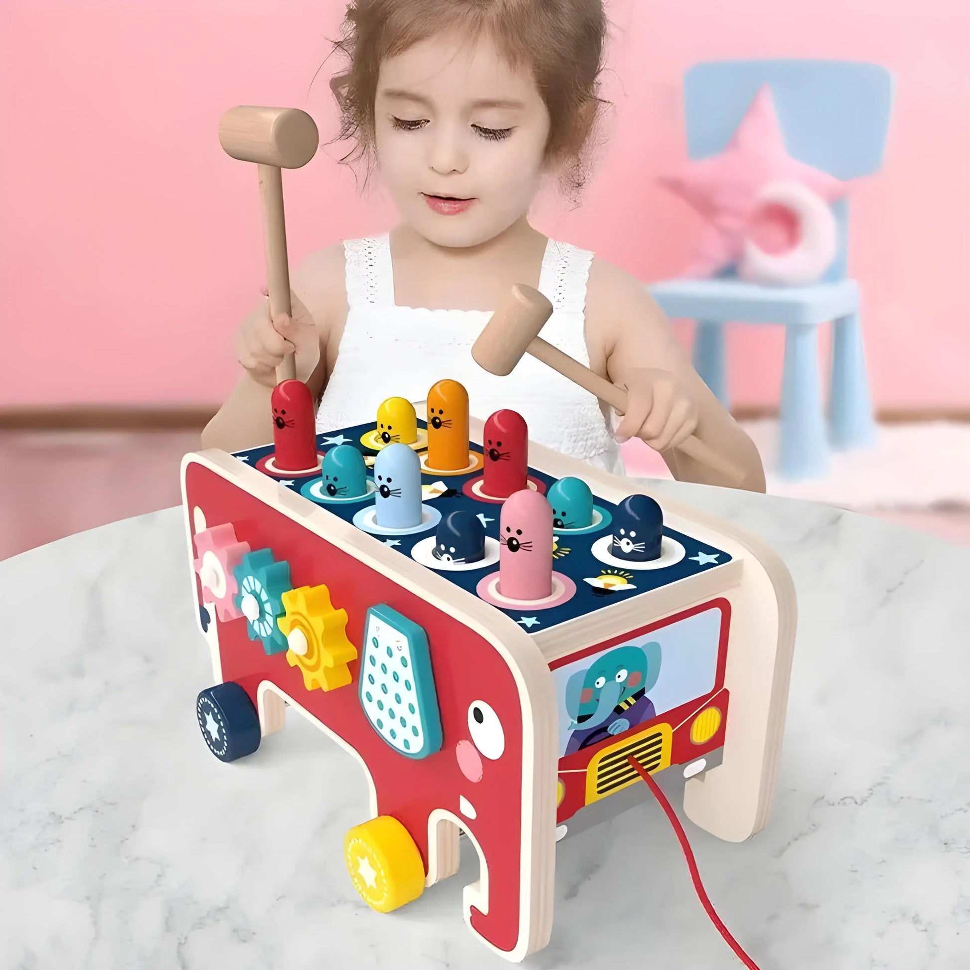 Éléphant Roulant Montessori en Bois 3-en-1 Blooming Babies