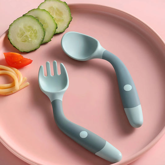 Ensemble Cuillère et Fourchette en Silicone Pliable 360° Blooming Babies