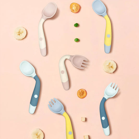 Ensemble Cuillère et Fourchette en Silicone Pliable 360° Blooming Babies