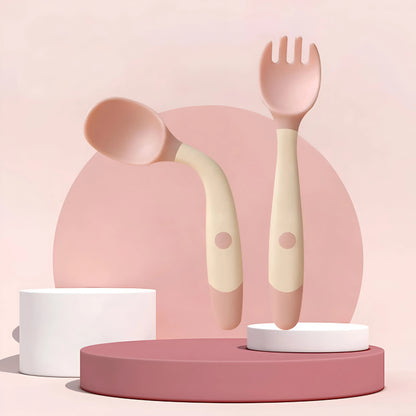 Ensemble Cuillère et Fourchette en Silicone Pliable 360° Blooming Babies
