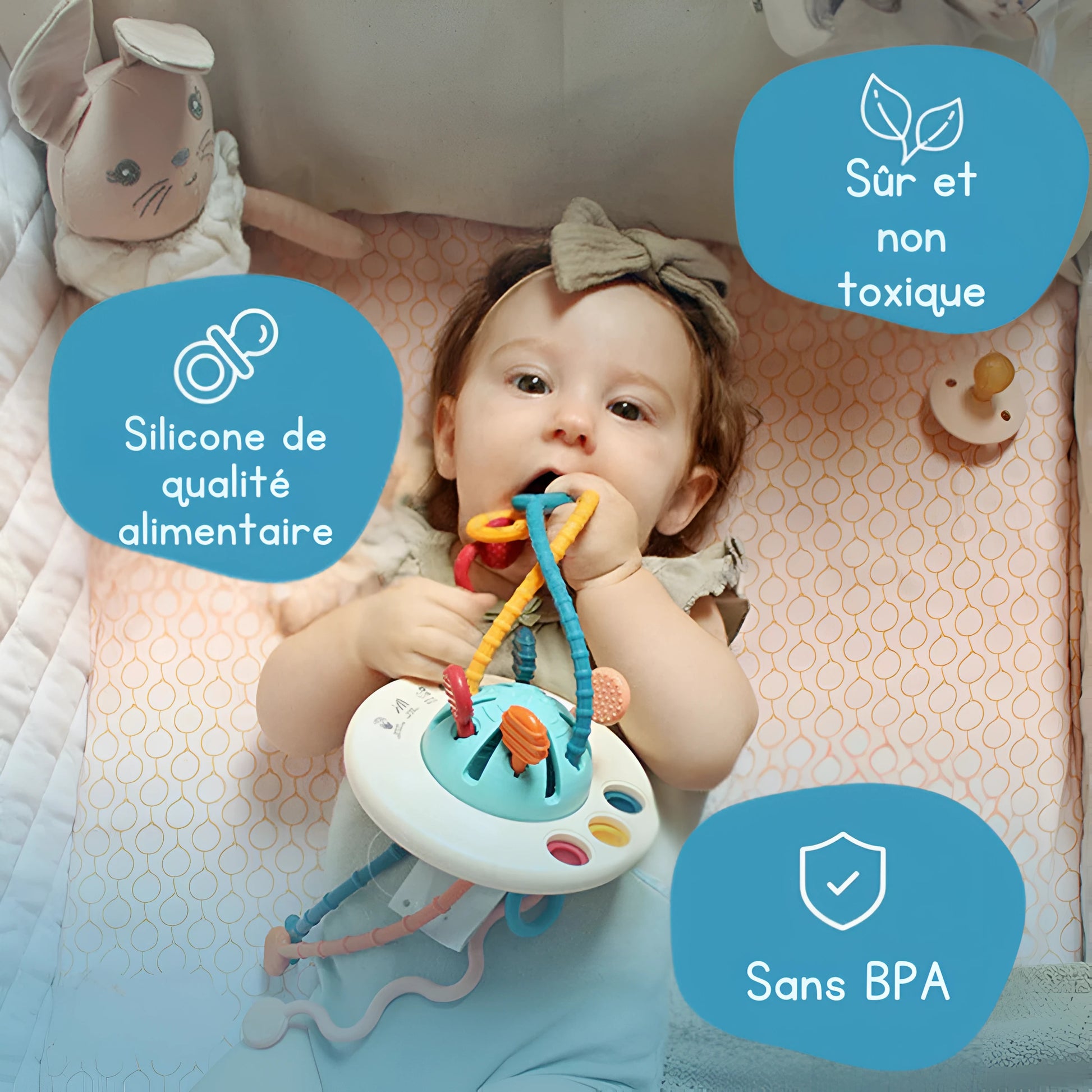Jouet de Dentition Sensoriel 3 en 1 - Montessori Blooming Babies