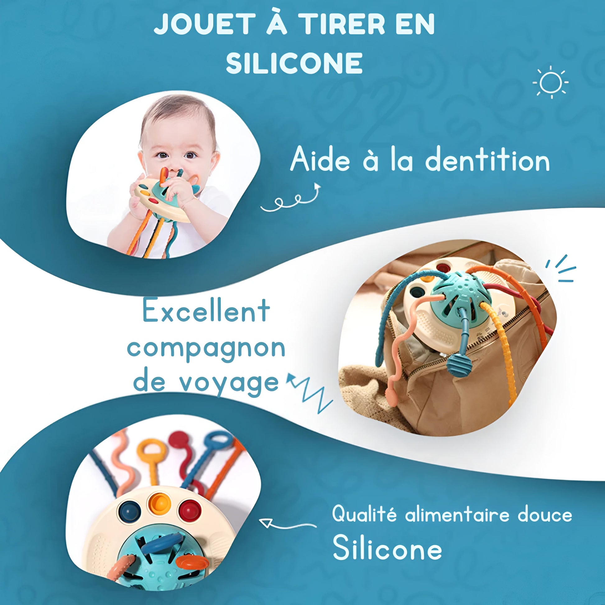 Jouet de Dentition Sensoriel 3 en 1 - Montessori Blooming Babies